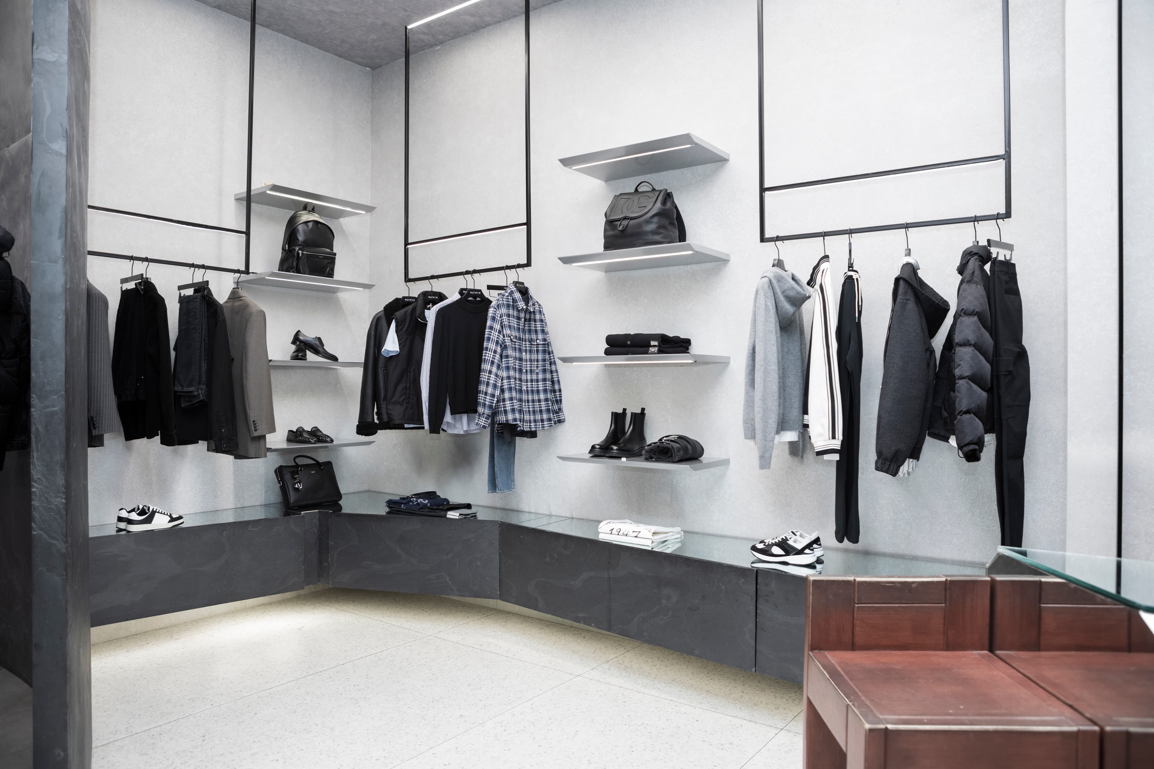 Mannequins with pink jacket and plaid shirt