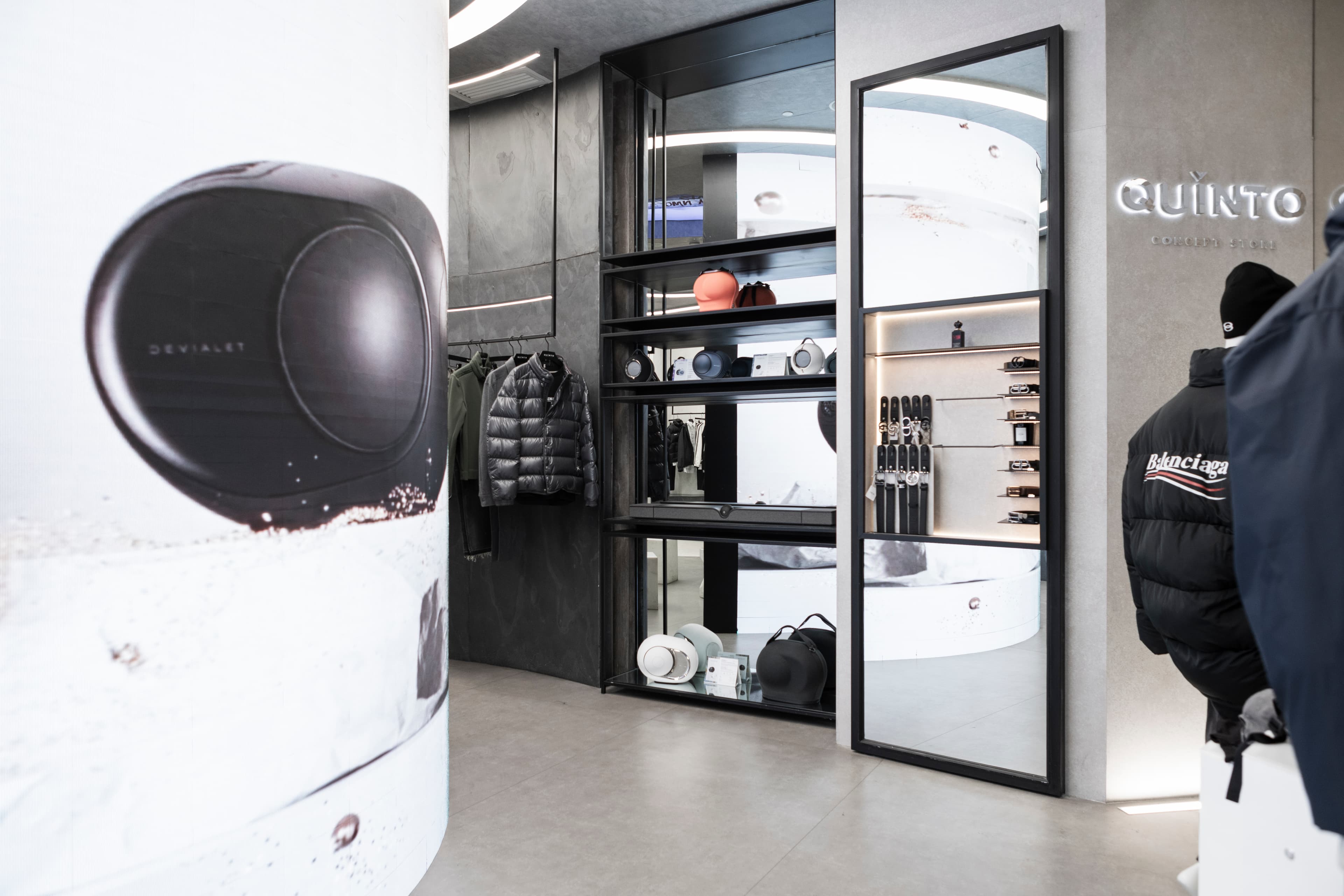 Marble wall with handbags and accessories